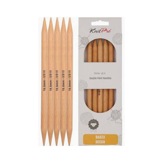 KnitPro Basix Wood Double Pointed Needles 10mm